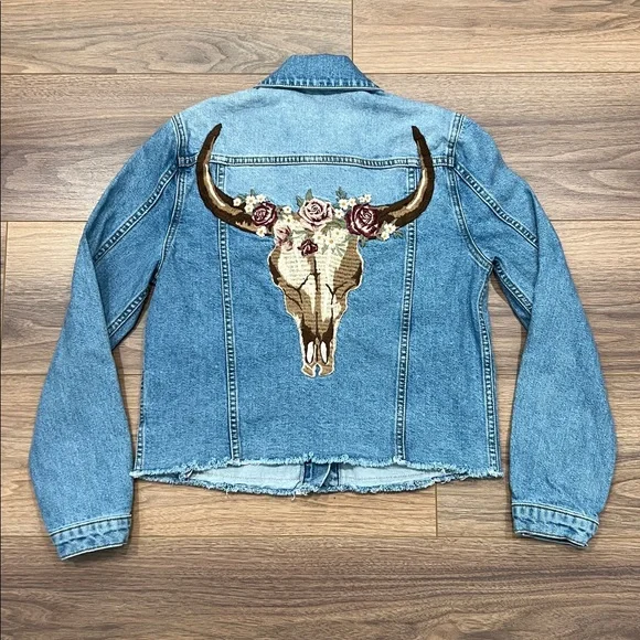 Driftwood Mesa Rosa Stretch Denim Jacket Embroidered Size XS - Picture 10 of 14
